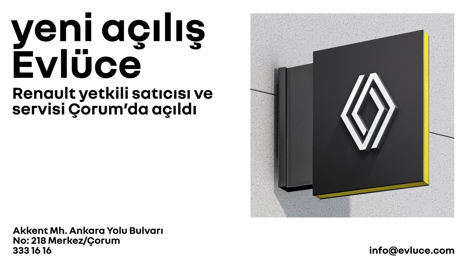 Yeni açılış: Evlüce Renault yetkili satıcısı ve servisi Çorum'da açıldı